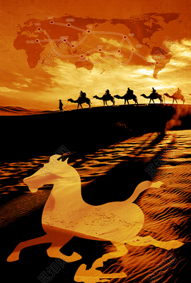 絲綢之路沙漠海報背景